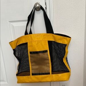 Yellow and Black Mesh Tote Bag